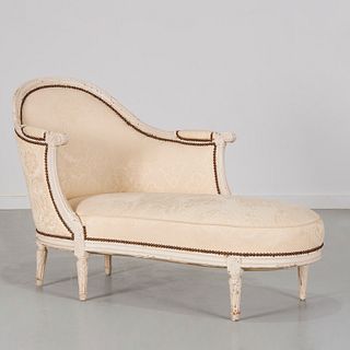 Antique Louis XVI painted chaise longue
