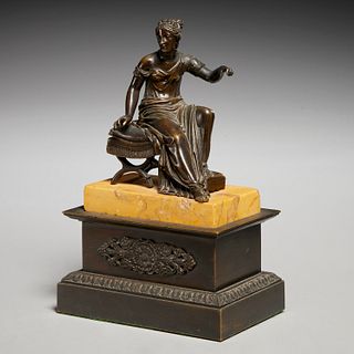 Empire patinated bronze figural inkwell