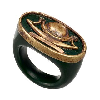 Egyptian style green jasper ring