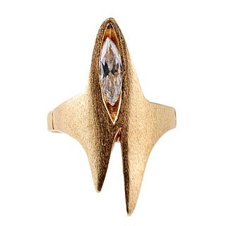 14k Gold Marquise Diamond Modern Ring