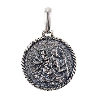 David Yurman Silver St. Christopher Diamond Amulet Pendant