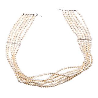 18k Gold Pearl Choker Necklace