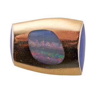 Rob Greene 14k Gold Opal Lapis Slide Pendant