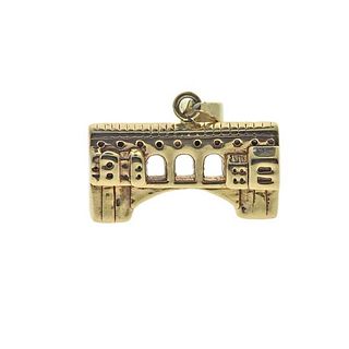 Vintage 18k Gold Ponte Vecchio Bridge Florence Italy Charm Pendant