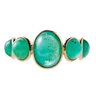 18k Gold Cabochon Emerald Ring