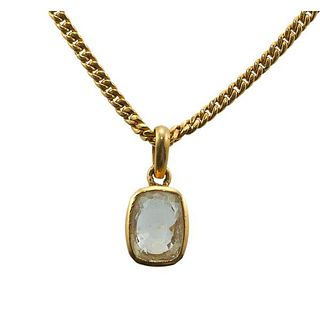 4.50ct Yellow Sapphire 22k Gold Pendant Necklace