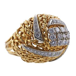 1960s 18k Gold Diamond Dome Ring