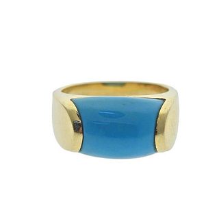 Bvlgari Bulgari Tronchetto 18k Gold Turquoise Ring