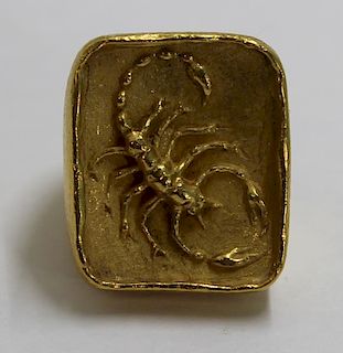 JEWELRY. Boris Le Beau 22kt Gold Scorpion Ring.