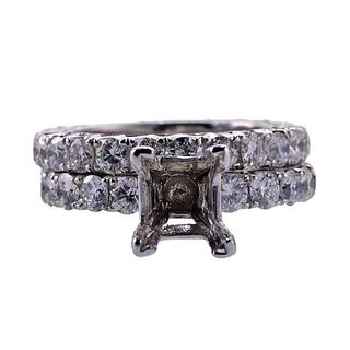 14k Gold Diamond Engagement Wedding Ring Mounting Set