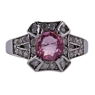 14k Gold Diamond Pink Sapphire Ring