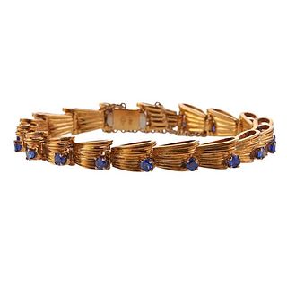 18k Gold Sapphire Link Bracelet