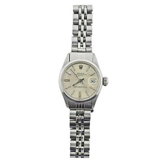 Rolex Oyster Date Tiffany &amp; Co Steel Lady&#39;s Watch 6516