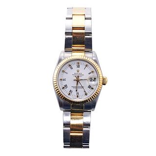 Rolex Midsize Datejust 18k Gold Steel Watch 68273