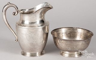 Sterling silver pitcher and bowl