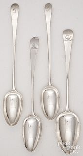 Four Georgian silver stuffing spoons