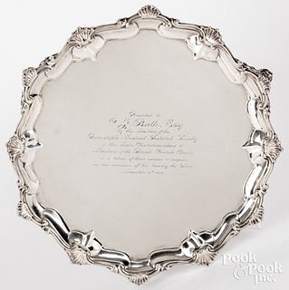 English silver salver, 1859-1860