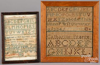 Two needlework samplers, 19th c.