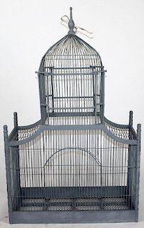 Painted wooden birdcage