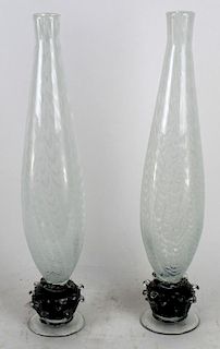 Pair of tall tapered Art glass vases