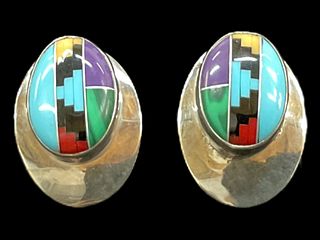 Zuni Multi Stone Earrings by Anson Wallace