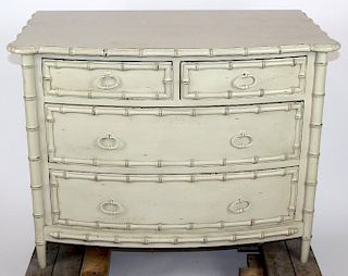 Painted bowfront chest with faux bamboo