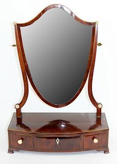 English Georgian shield form vanity mirror