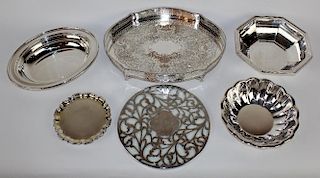 Grouping of silverplate serving pieces