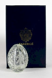 Faberge cut crystal egg in box