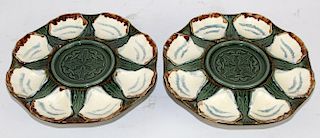 Lot of 2 French Longchamp footed oyster plates