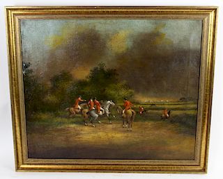 English hunt scene oil on canvas
