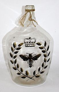 Demi-john wine bottle painted with Napoleonic bee