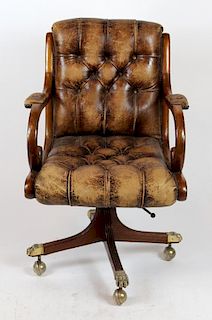 Tufted leather desk swivel chair