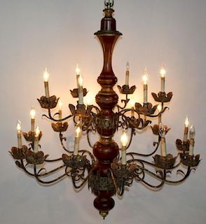 Large scale 18 light 2-tier chandelier