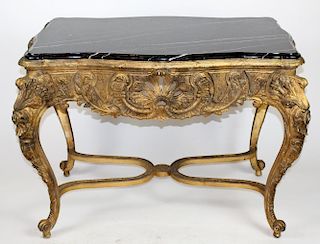 Louis XV style gilt console with marble top