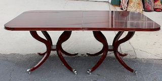 Bolier mahogany double pedestal table with 2 leaves