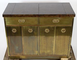 Mastercraft brass sideboard with burled elm top
