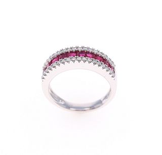 Brilliant Ruby & Diamond 14k White Gold Ring