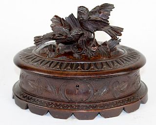 Black Forest oval dresser box with birds