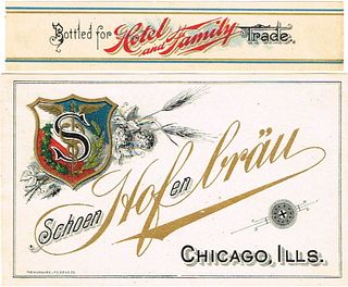 1900 Schoen Hofen Brau Beer IL43-16 Label Chicago Illinois