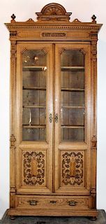 French Renaissance 2 door bookcase dated 1891