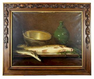 Olivier de Cocquerel oil on canvas still life with fish