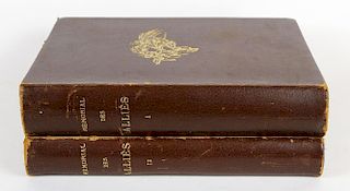 French 2 volume leather books Memorial des Allies