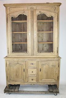 French Louis XV bleached oak bookcase