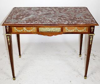 French Louis XVI bronze mounted table with marble