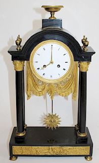 French Empire portico clock