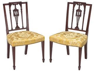 Pair of New York Federal Carved Mahogany Side Chairs