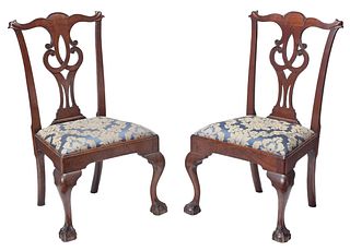 Pair Philadelphia Chippendale Walnut Side Chairs