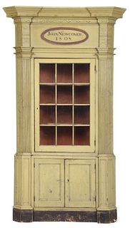 American Federal Green Painted Corner Cabinet
