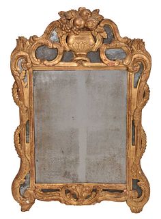 Italian Baroque Carved and Gilt Mirror Framed Mirror
